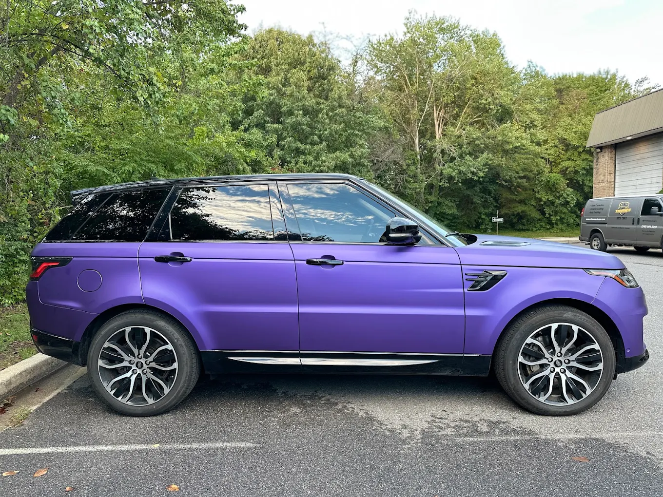 Matte Purple Range Rover Sport, Full color-change wrap completed by OG Graphics in Crofton, MD