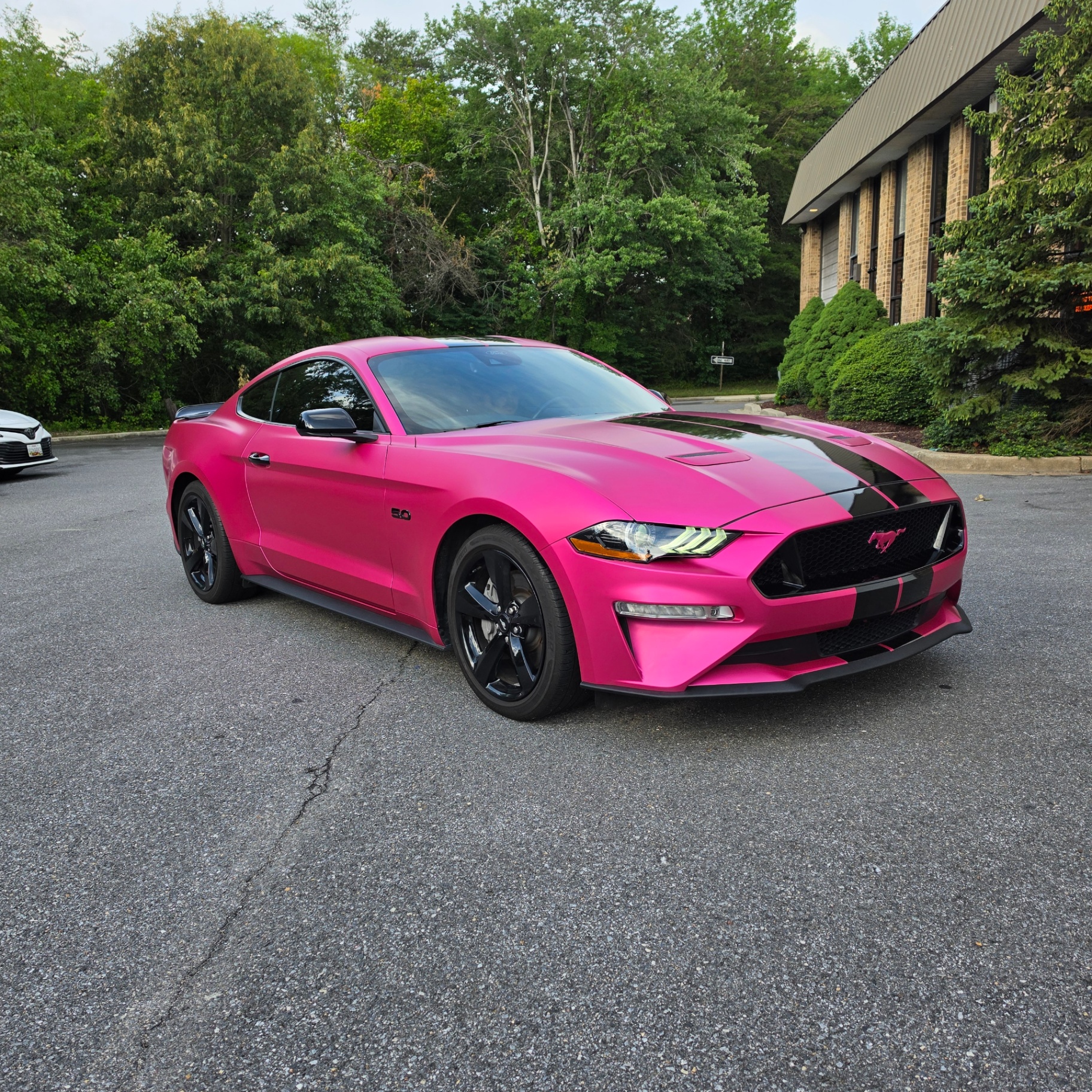 Satin Pink Mustang GT, Full color-change wrap completed by OG Graphics in Crofton, MD